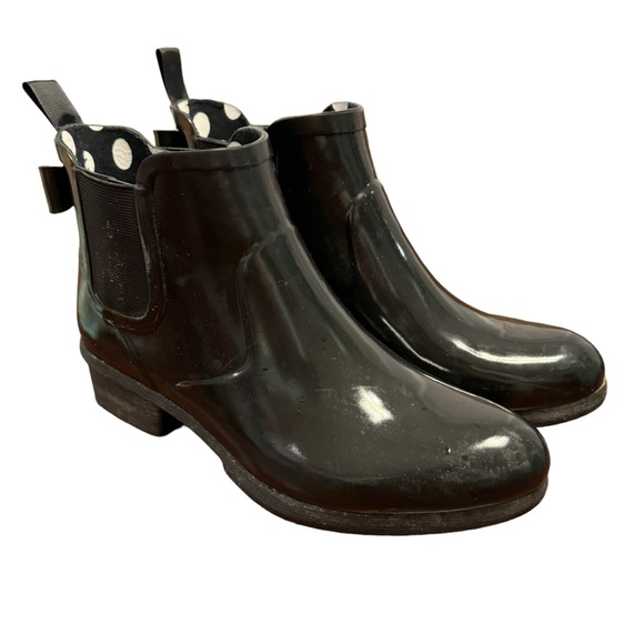 Kate Spade Black Patent Puddle Rain Boots - Picture 2 of 6